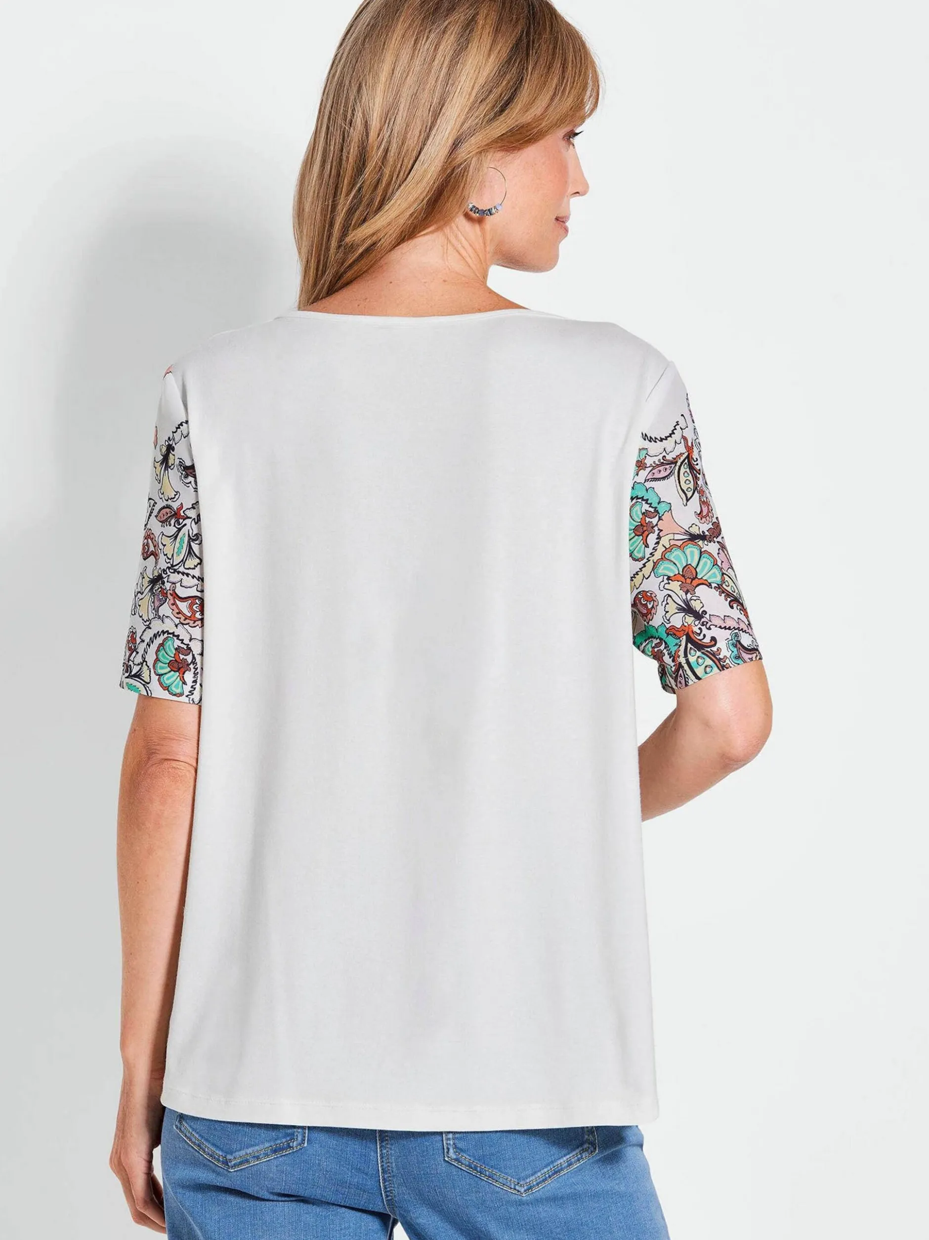 Goldner Damen T-Shirts in weiß - Ausschnitt: U-Boot