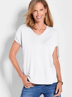 Goldner Damen T-Shirts in weiß - Ärmel: ohne Arm