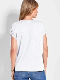 Goldner Damen T-Shirts in weiß - Ärmel: ohne Arm
