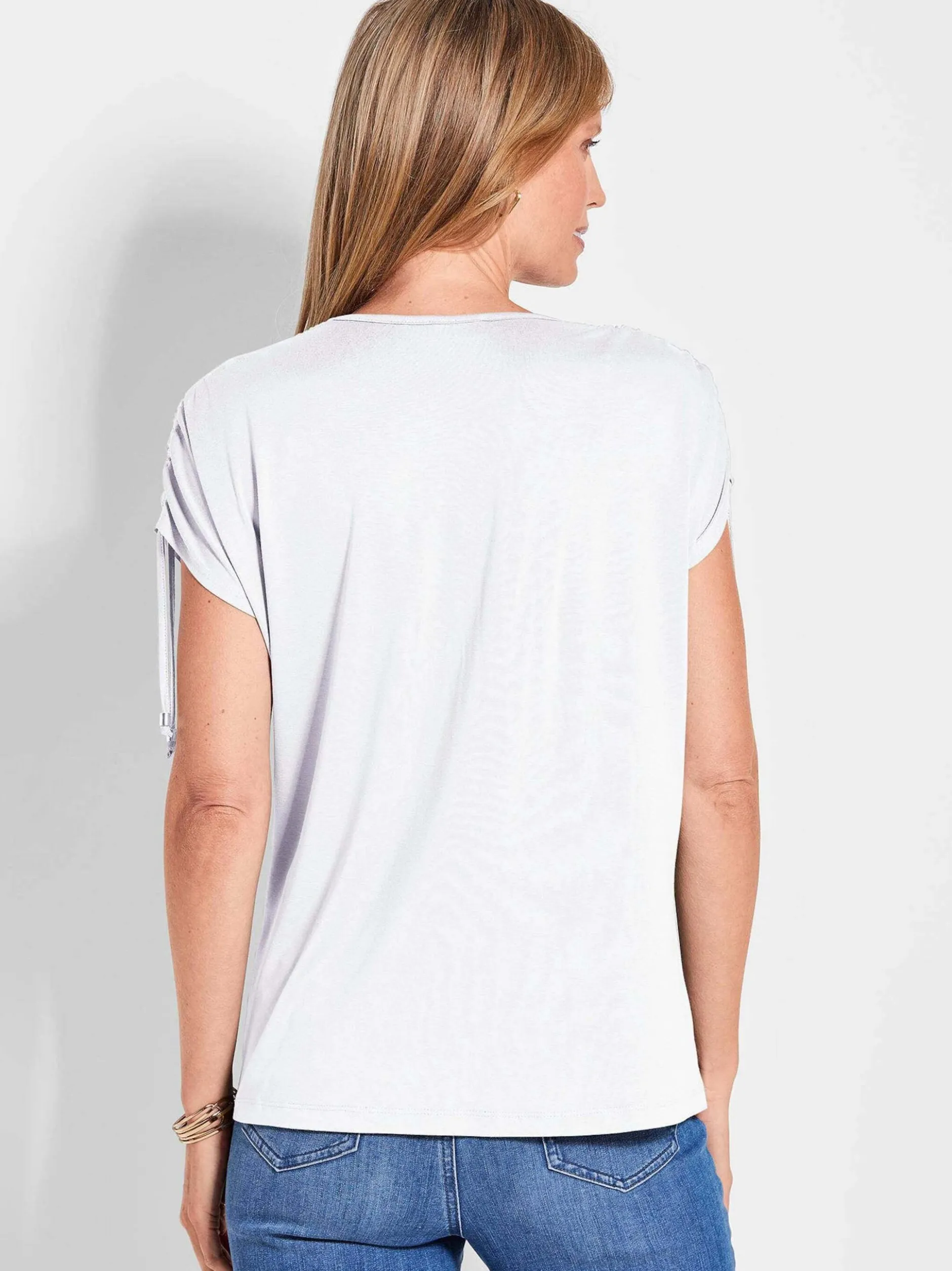 Goldner Damen T-Shirts in weiß - Ärmel: ohne Arm