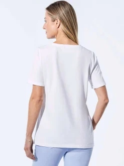 Goldner Damen T-Shirts - Kurzgröße in weiß mehrfarbig