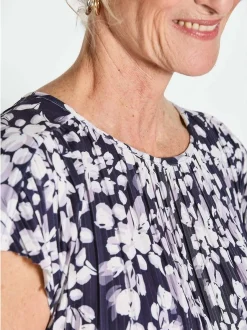 Goldner Damen T-Shirts - Kurzgröße in marine weiß