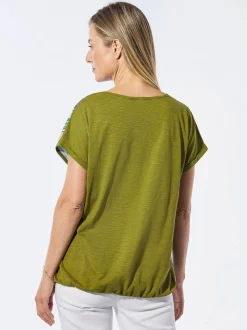 Goldner Damen T-Shirts - Kurzgröße in kiwi mehrfarbig