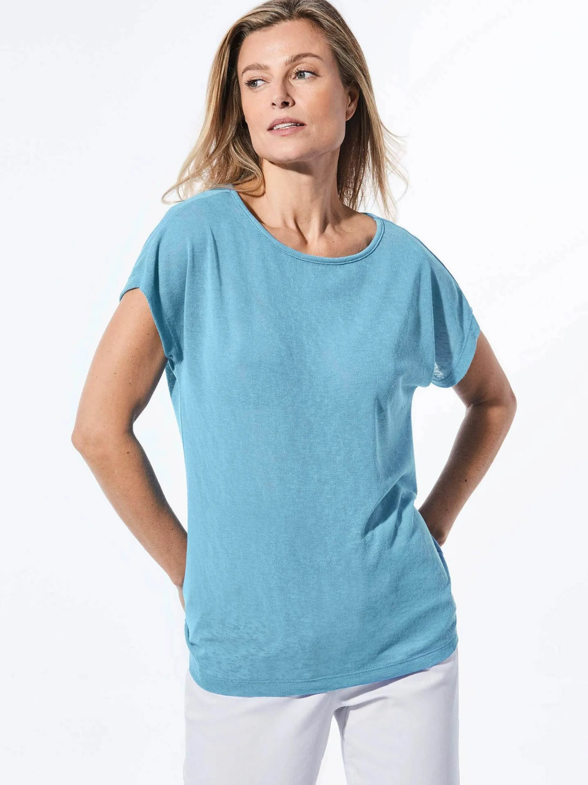 Goldner Damen T-Shirts - Kurzgröße in blau