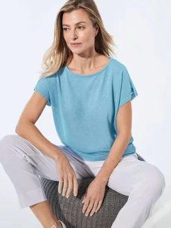 Goldner Damen T-Shirts - Kurzgröße in blau