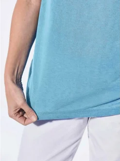 Goldner Damen T-Shirts - Kurzgröße in blau