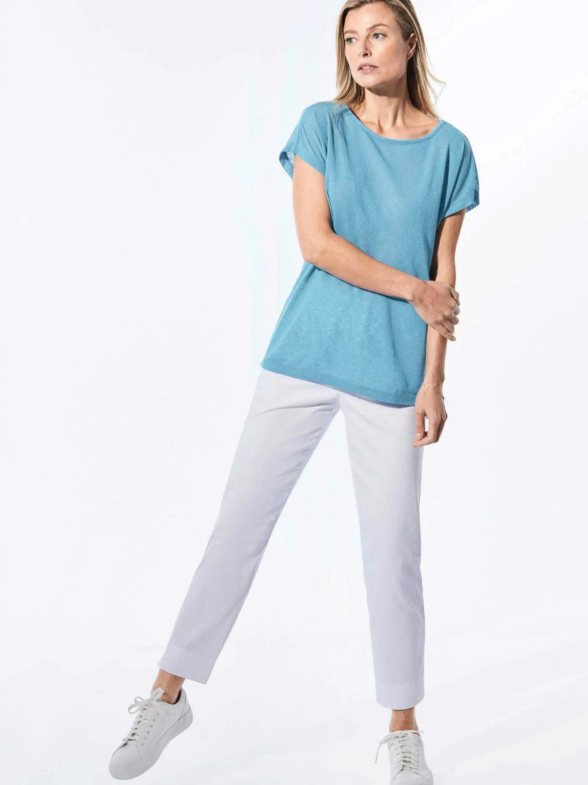 Goldner Damen T-Shirts - Kurzgröße in blau