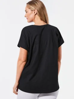 Goldner Damen T-Shirts - Kurzgröße in schwarz