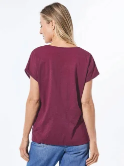 Goldner Damen T-Shirts - Kurzgröße in lila mehrfarbig