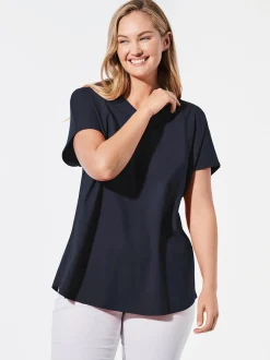 Goldner Damen T-Shirts - Kurzgröße in marine