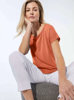 Goldner Damen T-Shirts - Kurzgröße in orange