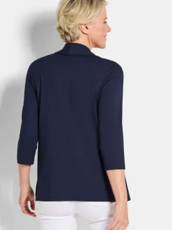 Goldner Damen Twinset-Oberteil in marine
