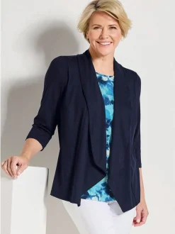 Goldner Damen Twinset-Oberteil in marine