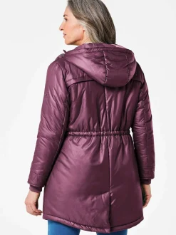 Goldner Damen Winterjacken - Kurzgröße in aubergine