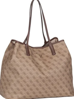 GUESS Damen Shopper - Eco Victtoria 2in1 Latte Logo/Brown in braun