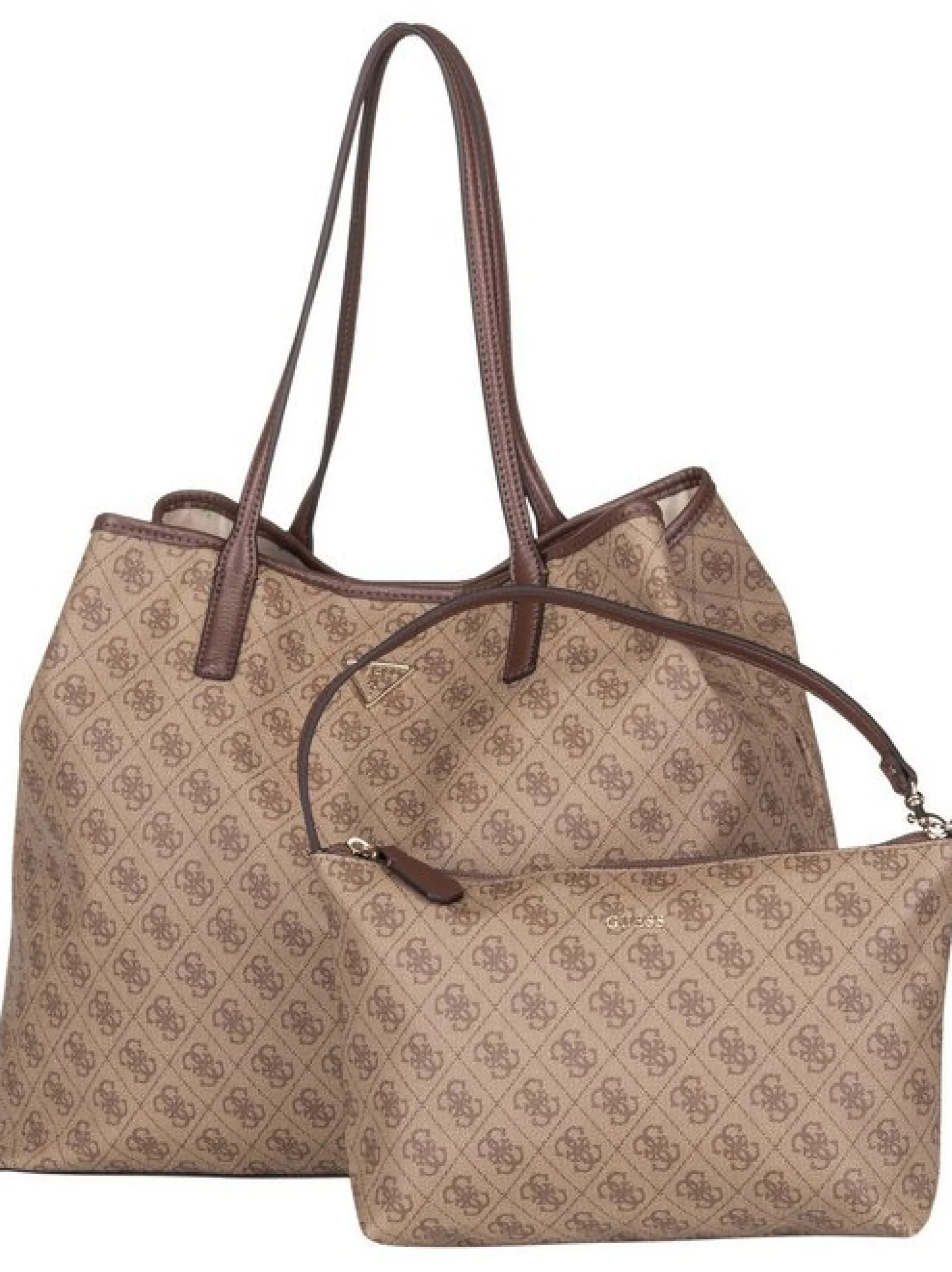 GUESS Damen Shopper - Eco Victtoria 2in1 Latte Logo/Brown in braun