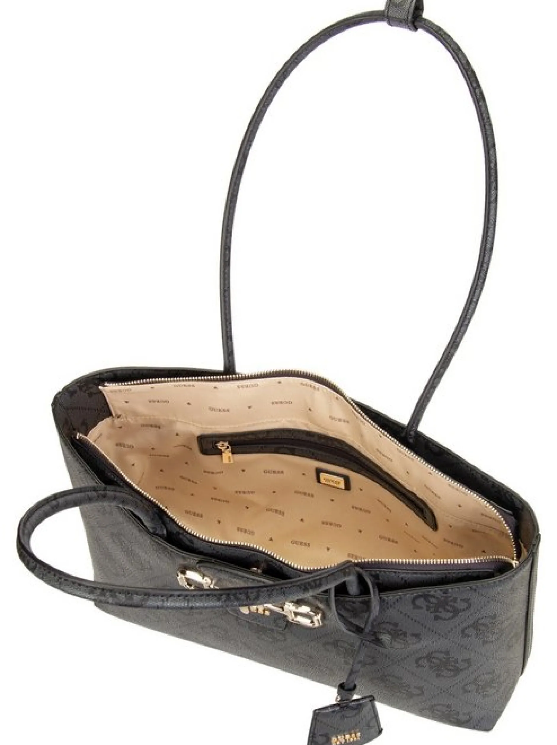 GUESS Damen Shopper - Janie Logo Girlfriend Carryall in grau
