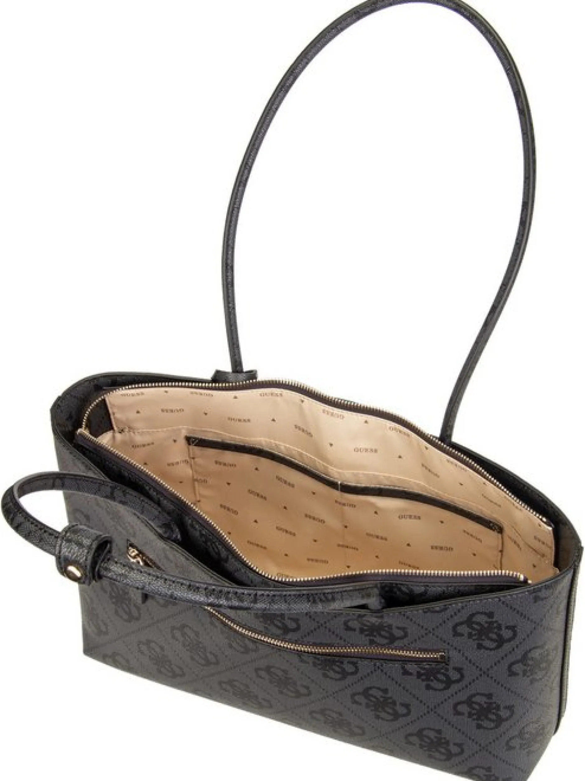 GUESS Damen Shopper - Janie Logo Girlfriend Carryall in grau