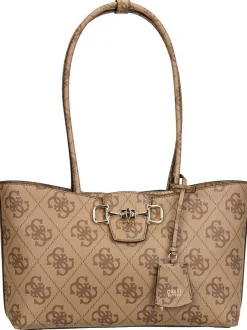 GUESS Damen Shopper - Janie Logo Girlfriend Carryall in braun
