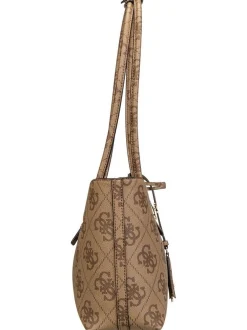 GUESS Damen Shopper - Janie Logo Girlfriend Carryall in braun