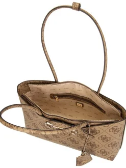 GUESS Damen Shopper - Janie Logo Girlfriend Carryall in braun