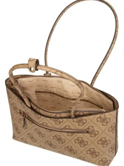 GUESS Damen Shopper - Janie Logo Girlfriend Carryall in braun