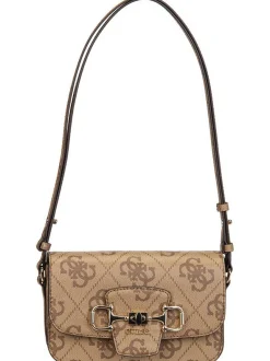 GUESS Damen Umhängetasche - Janie Logo Conv Xbody Flap in braun