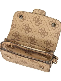 GUESS Damen Umhängetasche - Janie Logo Conv Xbody Flap in braun