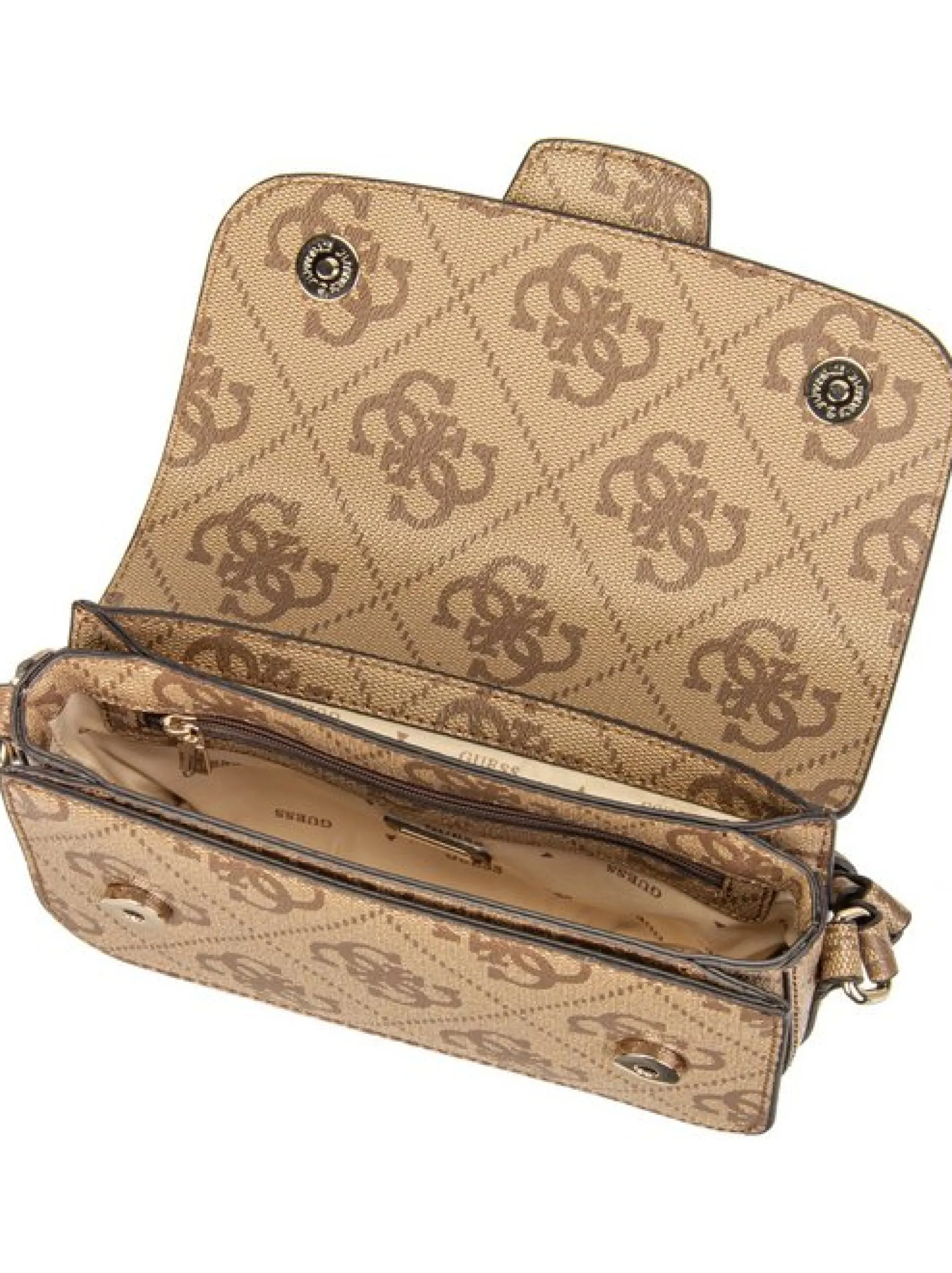 GUESS Damen Umhängetasche - Janie Logo Conv Xbody Flap in braun