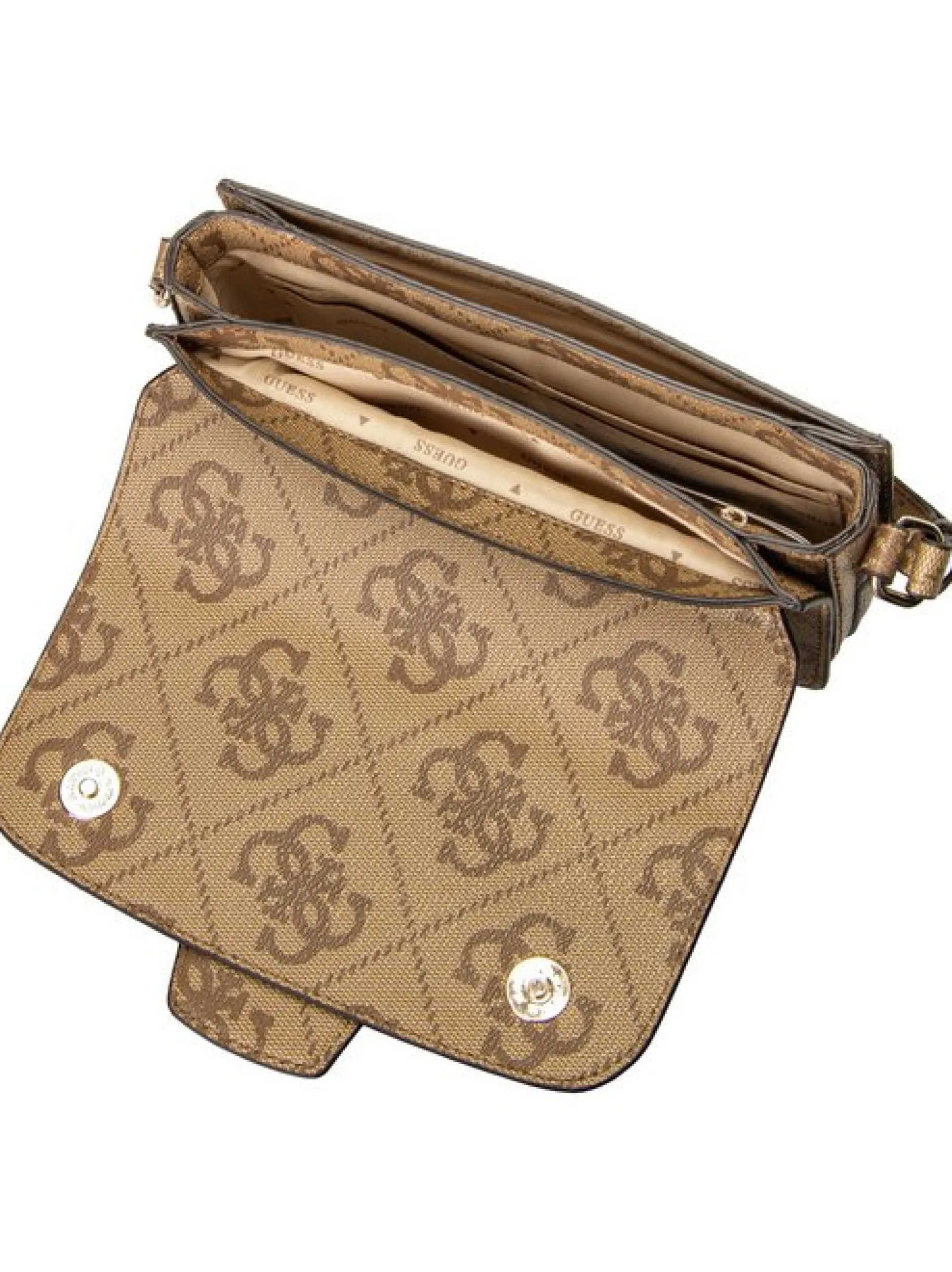 GUESS Damen Umhängetasche - Janie Logo Conv Xbody Flap in braun