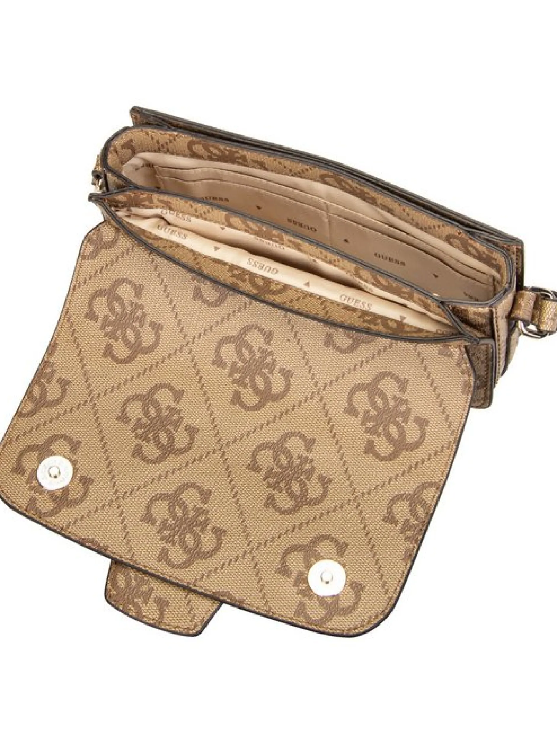 GUESS Damen Umhängetasche - Janie Logo Conv Xbody Flap in braun