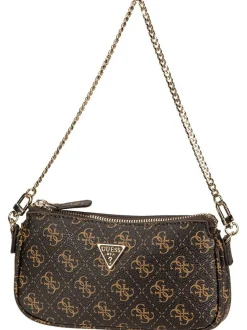 GUESS Damen Umhängetasche - Noelle II Double Pouch CB 72710 Logo in braun