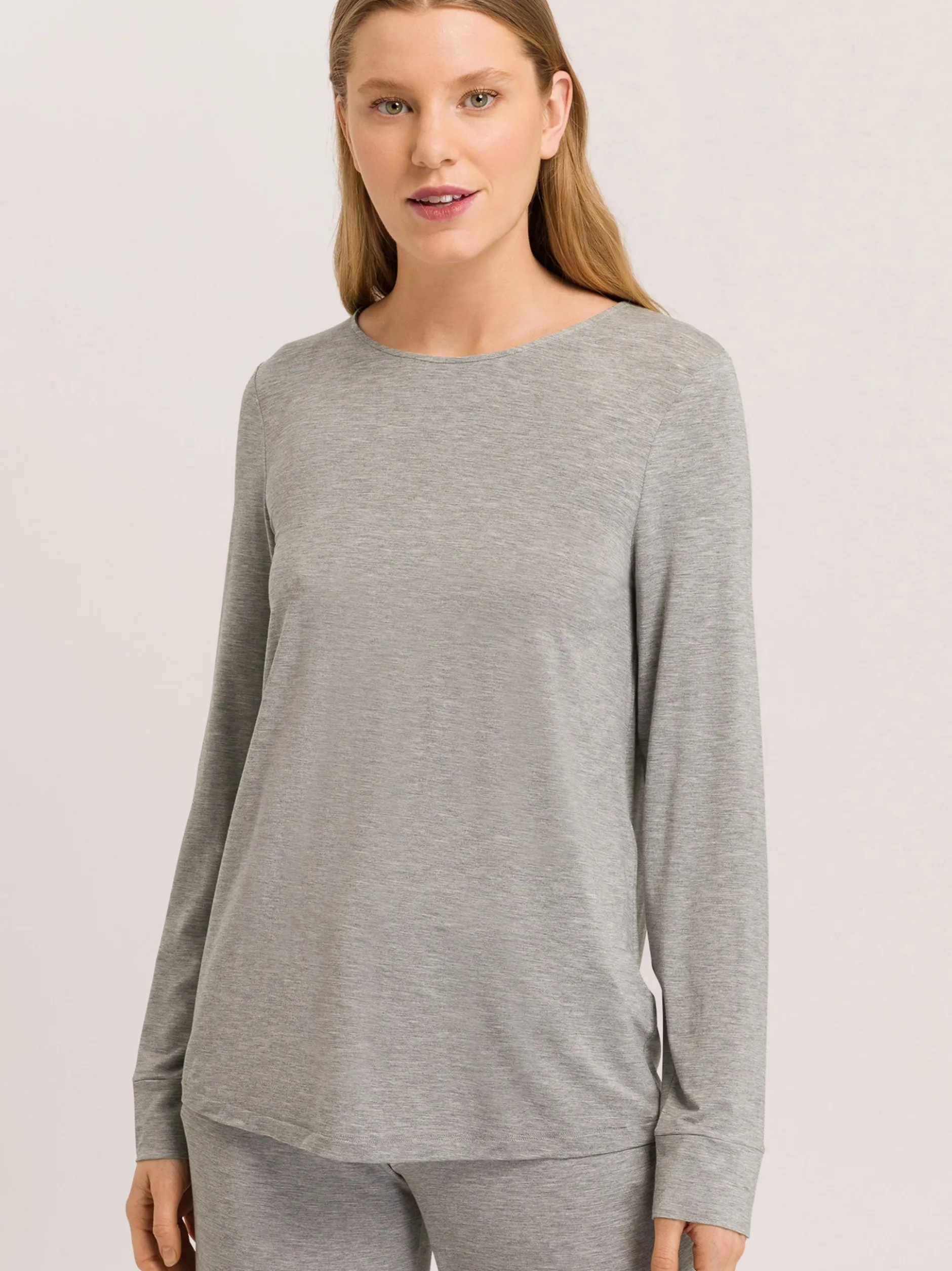 Hanro Damen Longsleeve - Natural Elegance in grau