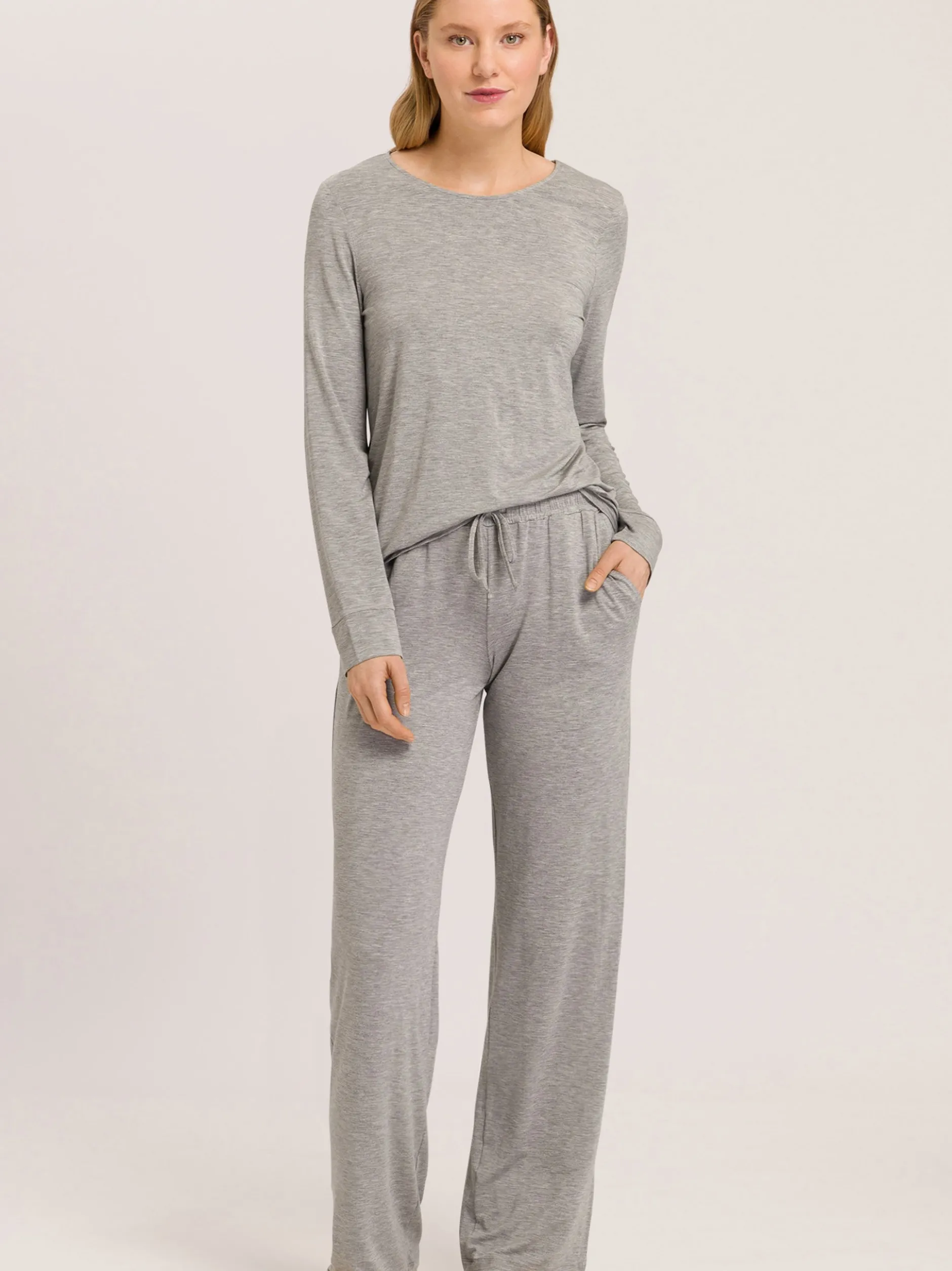 Hanro Damen Longsleeve - Natural Elegance in grau