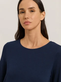 Hanro Damen Longsleeve - Natural Elegance in marine