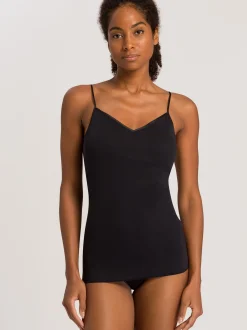 Hanro Damen Spaghettitop - Cotton Seamless Padded in schwarz
