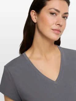 Hanro Damen T-Shirt in anthrazit - Ärmel: kurzarm