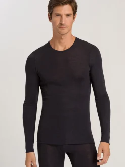 Hanro Herren Longsleeve - Woolen Silk in anthrazit