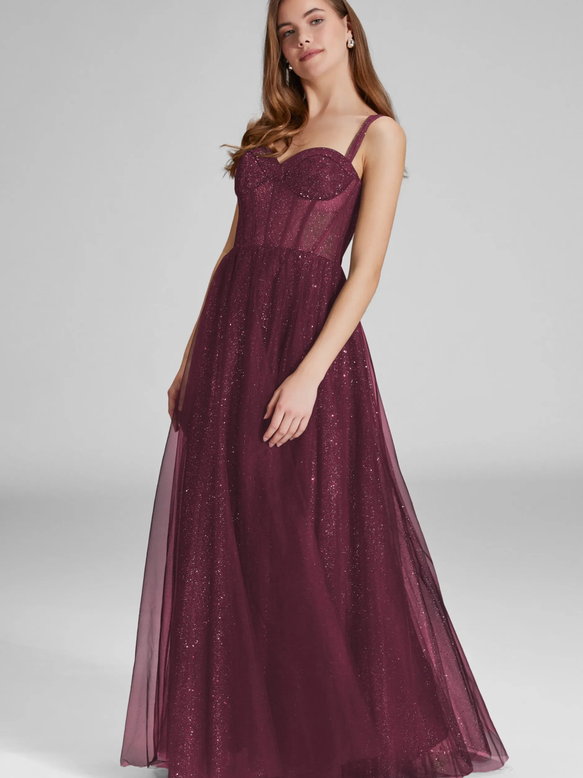 Hey Kyla Damen Abendkleid in aubergine silber