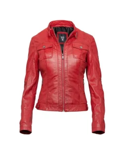 HIS Damen Lederjacke in rot