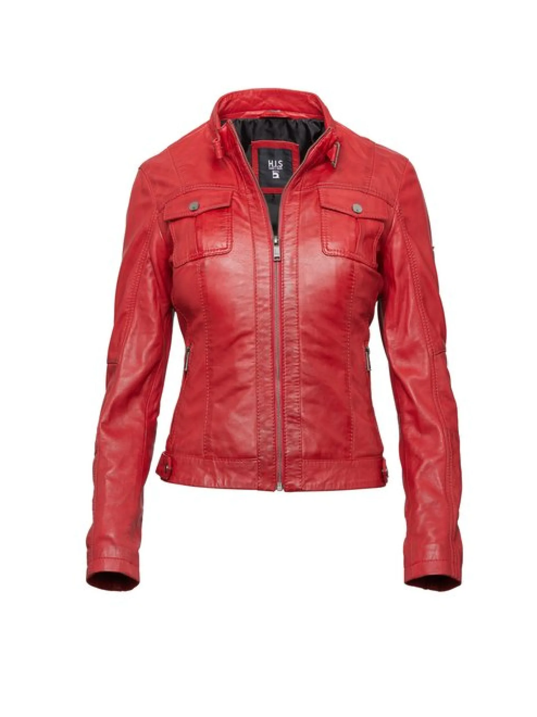 HIS Damen Lederjacke in rot