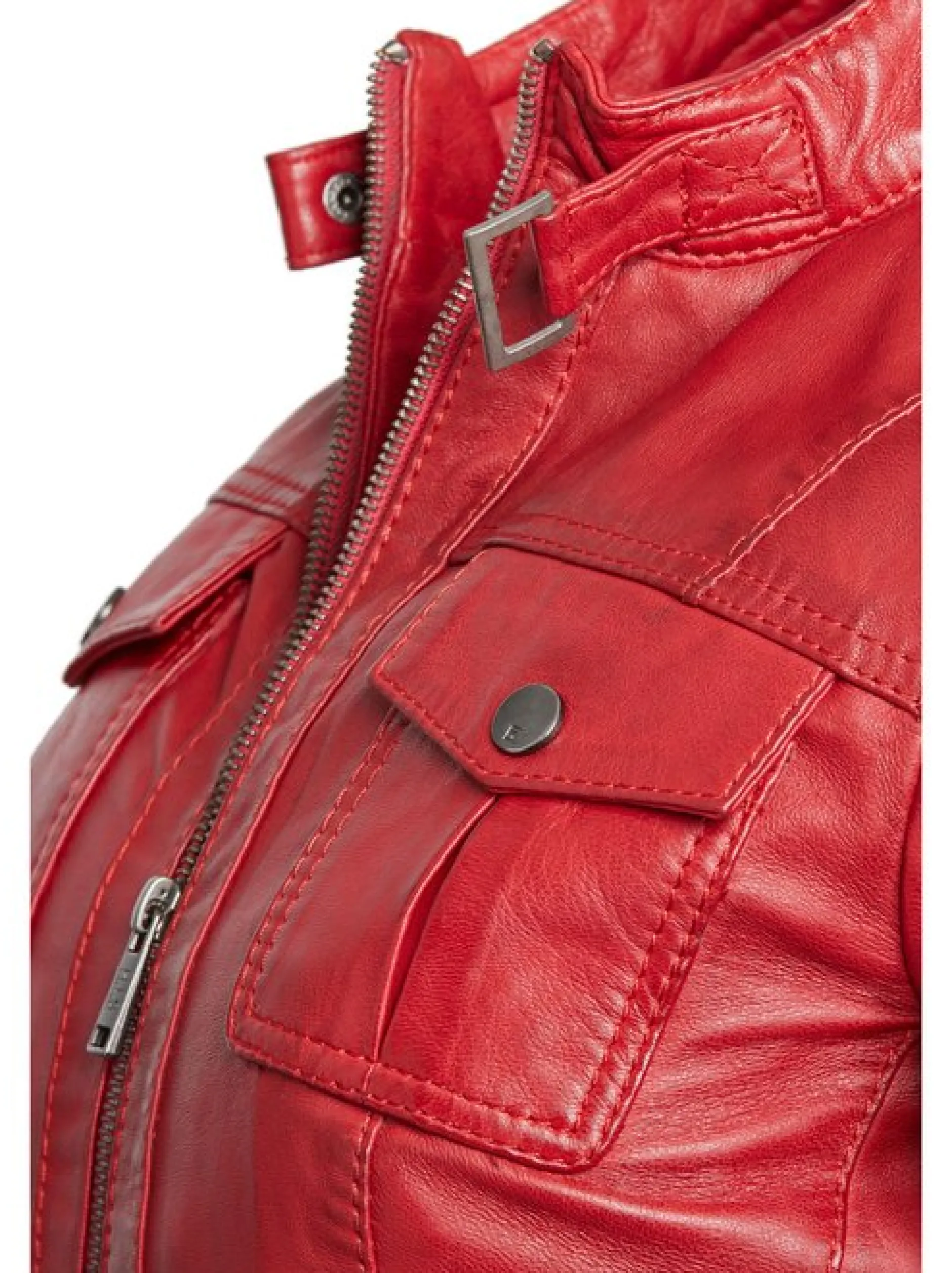HIS Damen Lederjacke in rot