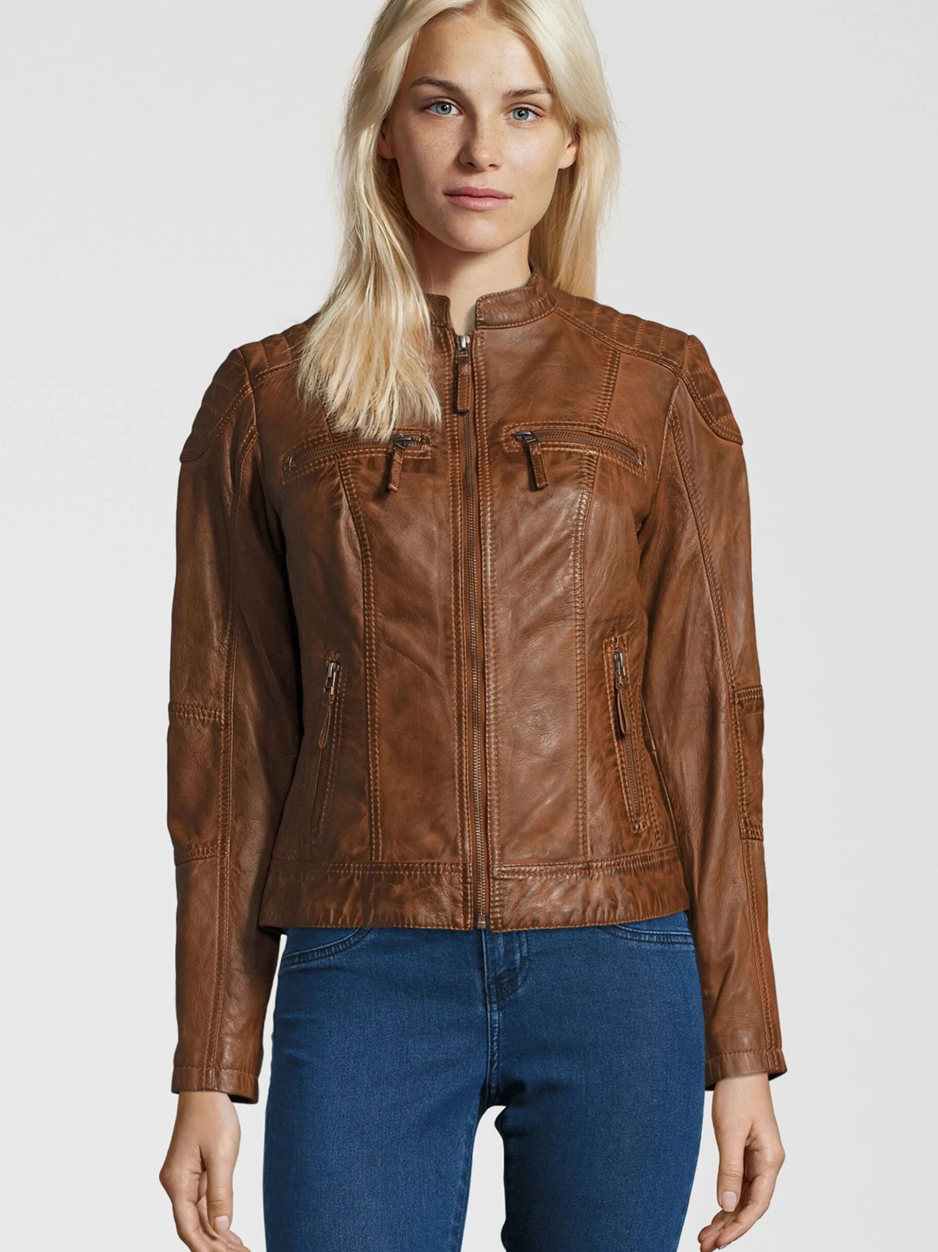 HIS Damen Lederjacke - SALINA in cognac