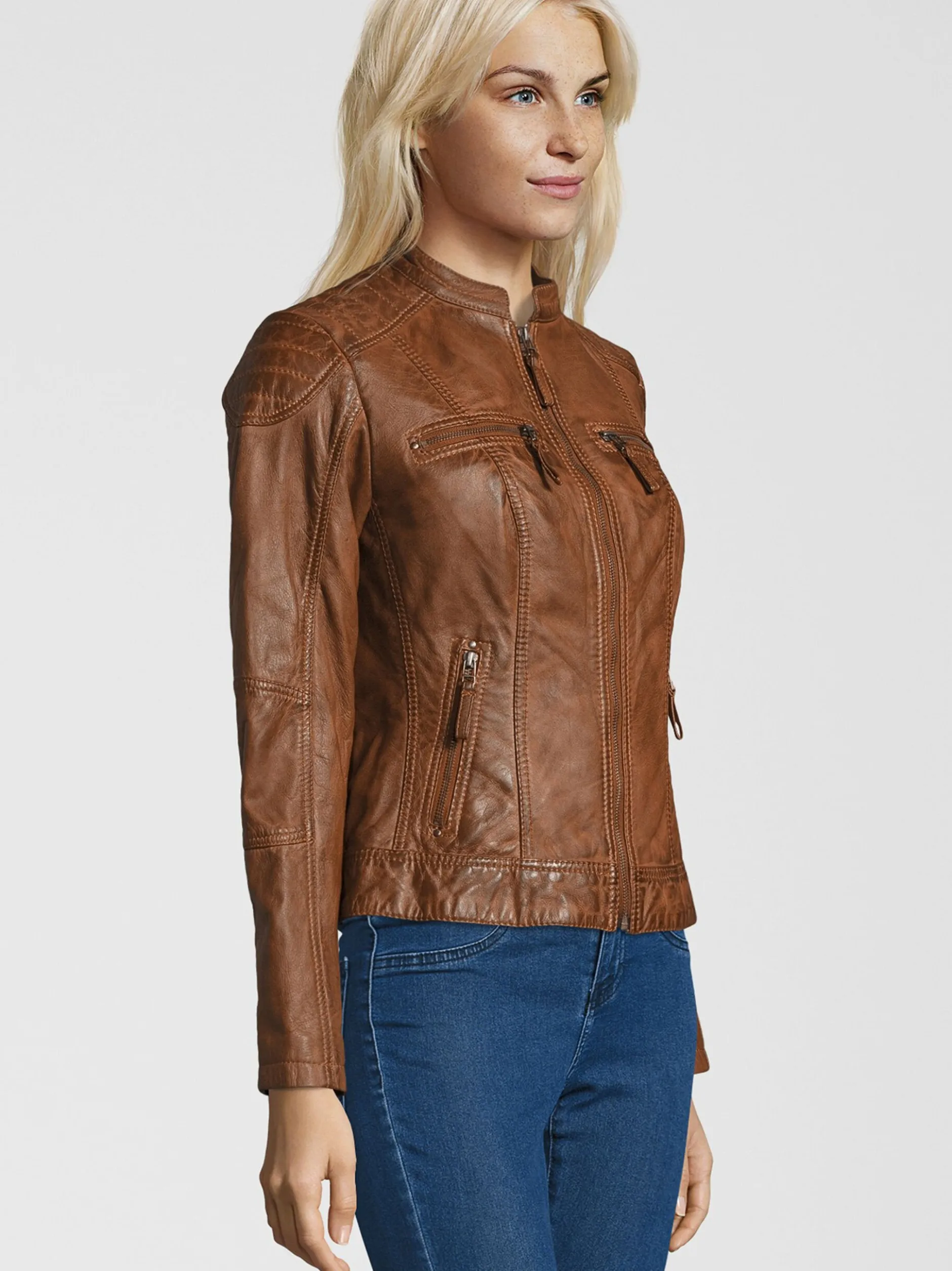 HIS Damen Lederjacke - SALINA in cognac