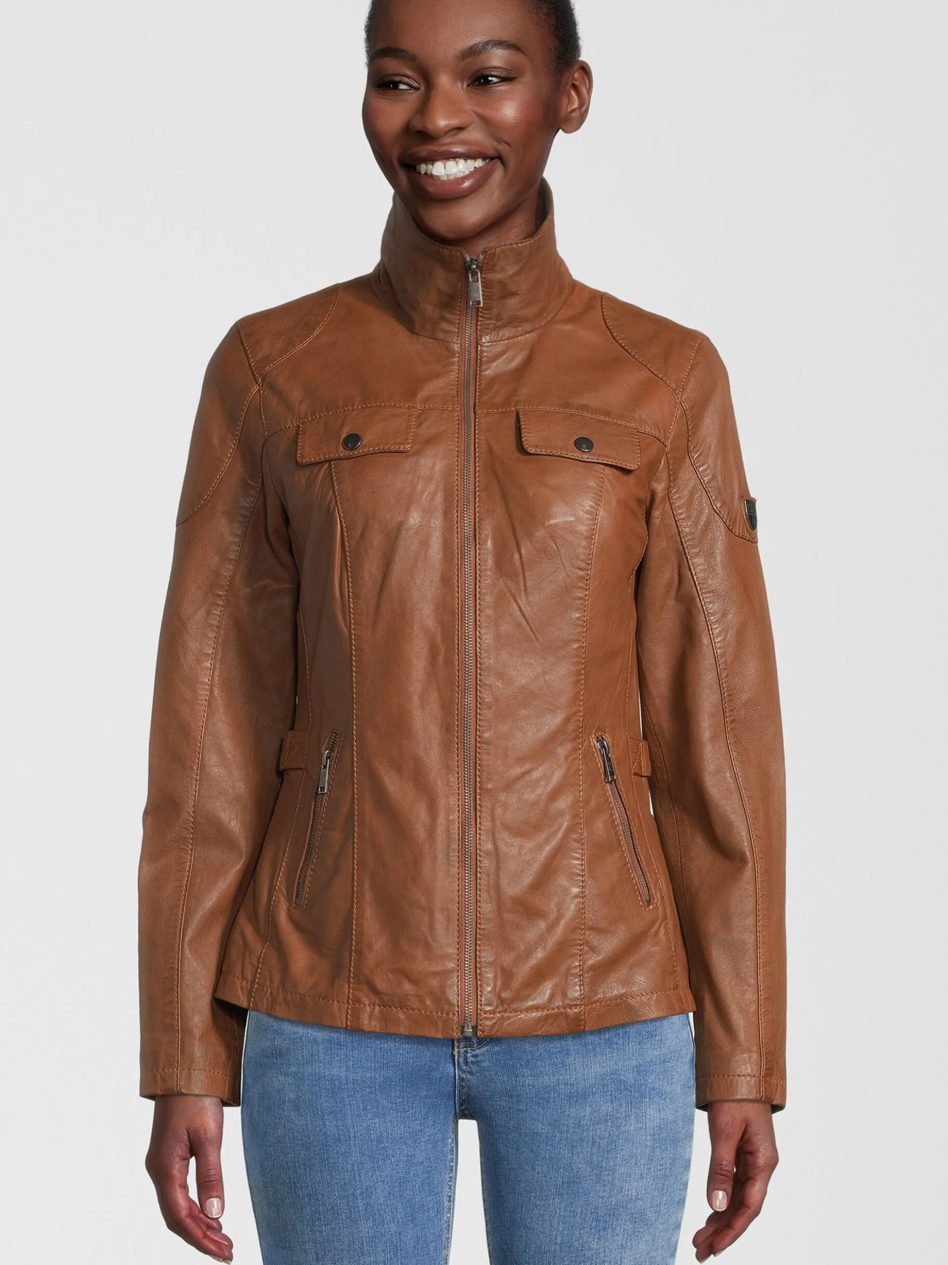 HIS Damen Lederjacke - SCARLET in cognac