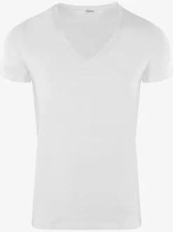HOM Herren V-Shirt - Supreme Cotton in weiß