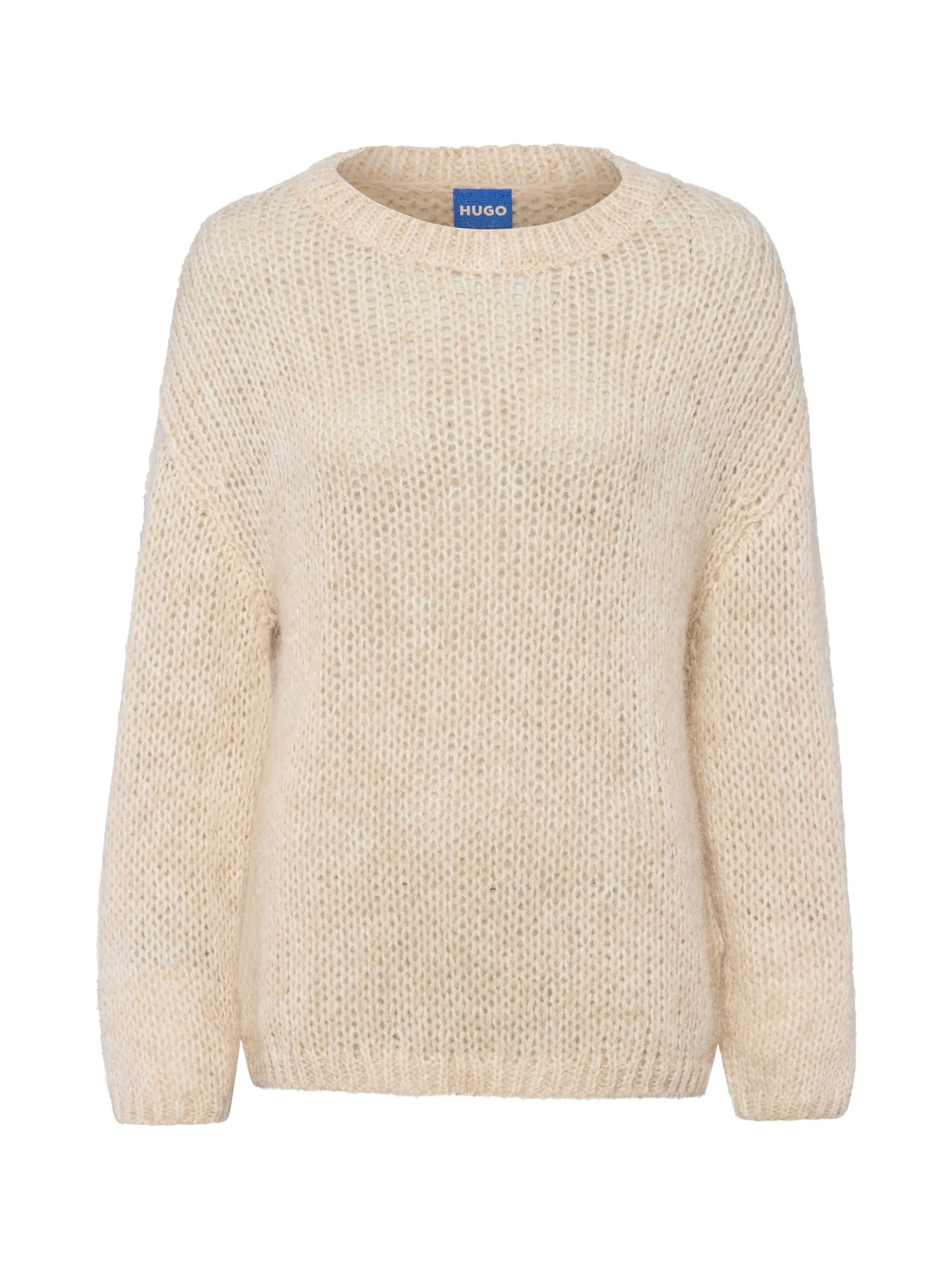 HUGO BLUE Damen Grobstrickpullover mit Alpaka-Anteil - Slookina in beige