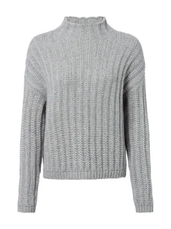 HUGO Damen Grobstrickpullover mit Alpaka-Anteil - Safineyny in hellgrau