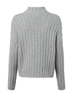 HUGO Damen Grobstrickpullover mit Alpaka-Anteil - Safineyny in hellgrau