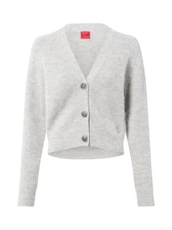 HUGO Damen Strickjacke mit Woll- und Alpaka-Anteil - Sarendie in hellgrau
